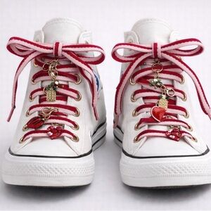 nOir Shoe Jewelry Red and Pink Shoe Lace Set with Charms